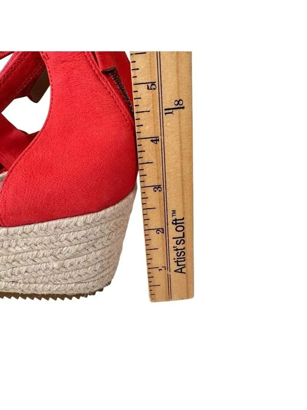 Eileen Fisher Wisp Red Nubuck Espadrille Wedge Sandals Ankle Zip Women 9